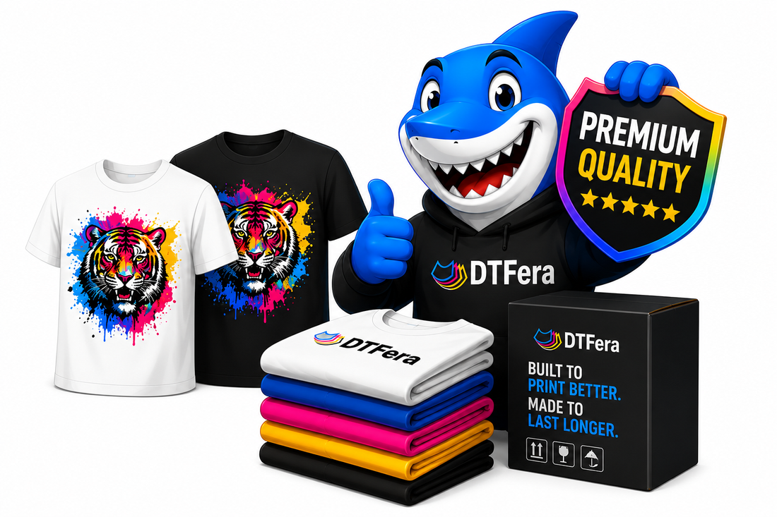 Premium DTF transfer showing sharp detail and vibrant color on a finished garment